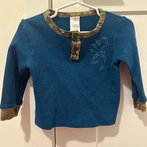 Browning Toddler Blue Camo Waffle Long Sleeve T-shirt Size 2T